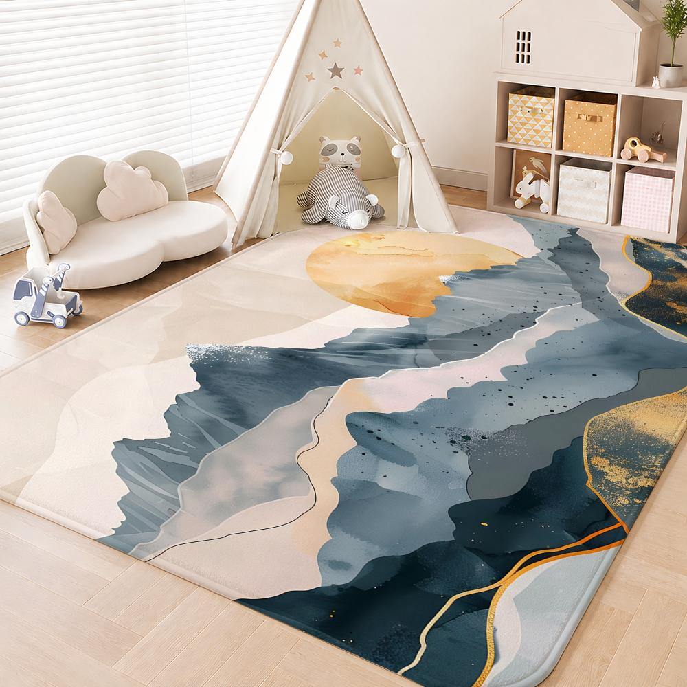 Mountain Land Floor Mat Floor Mat Soft Flannel Non-Slip Door Rug for Living Room