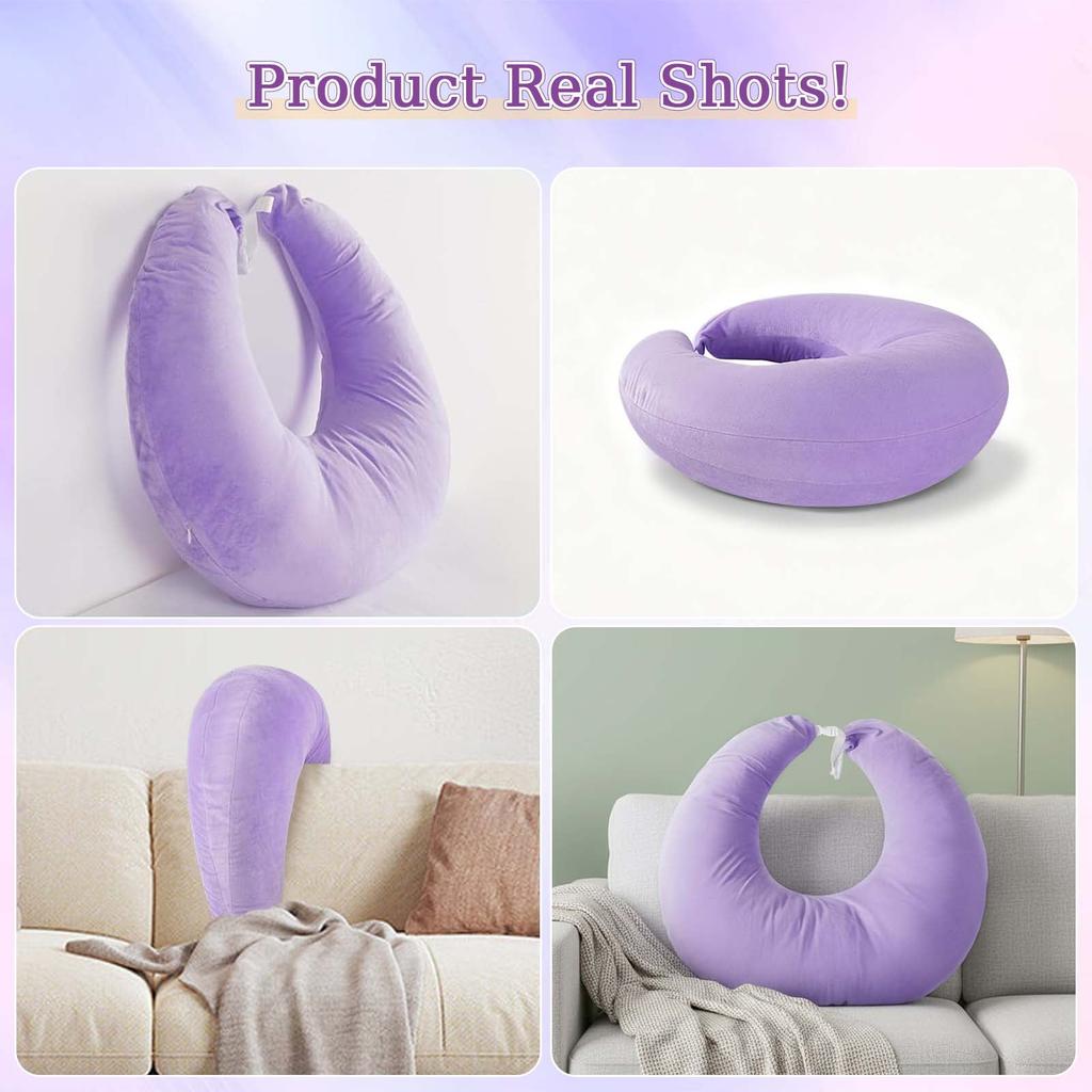 Ergonomic Gaming Pillow, Velvet U-Shaped Lap Cushion with Memory Foam for Long Sessions, Arm Support Reading Pillows for Bed & Sofa