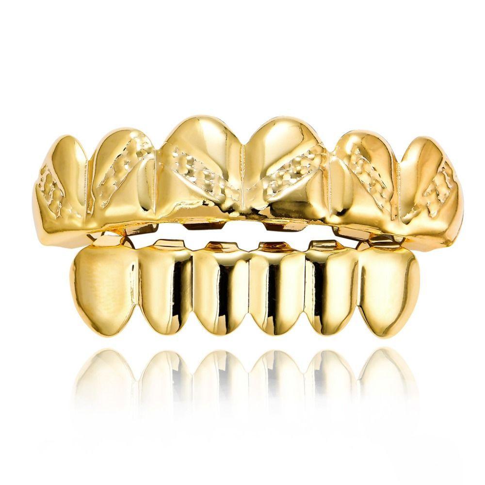 Модные золотые серебряные хип-хоп накладки на зубы Grillz верхние нижние металлические колпачки на зубы стоматологические украшения для мужчин женщин