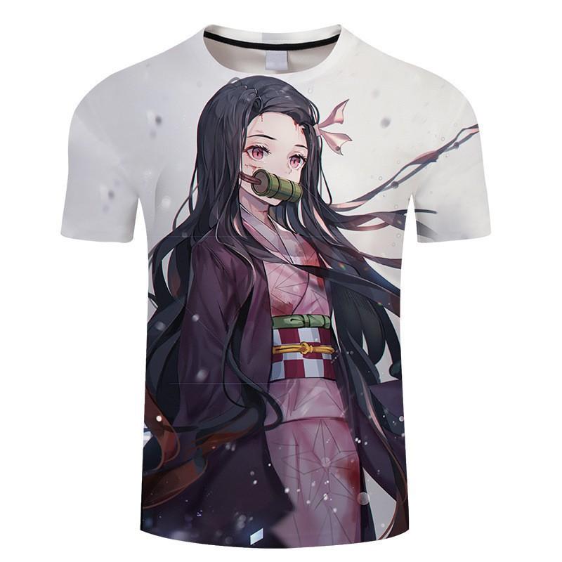 MINISO Anime Demon Slayer 3D T-shirt with Digital 3D Printing Short Sleeved Men's and Women's Couple T-shirt