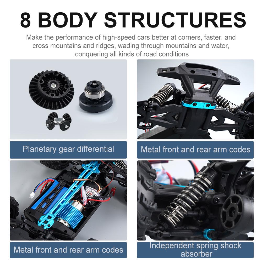 2.4G Remote Control High-Speed Off-Road Pickup Truck with Lights, Speed Up To 38KM/H, Stepless Speed Change Model Car.