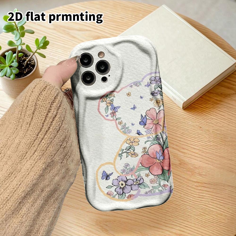 Phone Case: 2D flat design suitable for iPhone 18, 17, 16, 15, 14, 13 Pro protective cases, couple style, watercolor flowers, Christmas and Halloween