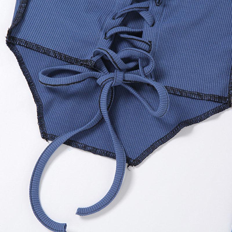 Рубашка в перчатках с длинным рукавом Синие женские футболки Y2k Сексуальные узкие укороченные топы с открытыми плечами на бретельках Летний модный топ Egirl Весна и лето