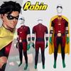 Jumpsuit Superhero Robin With Eye Patch Cloak For Halloween Cosplay And Party