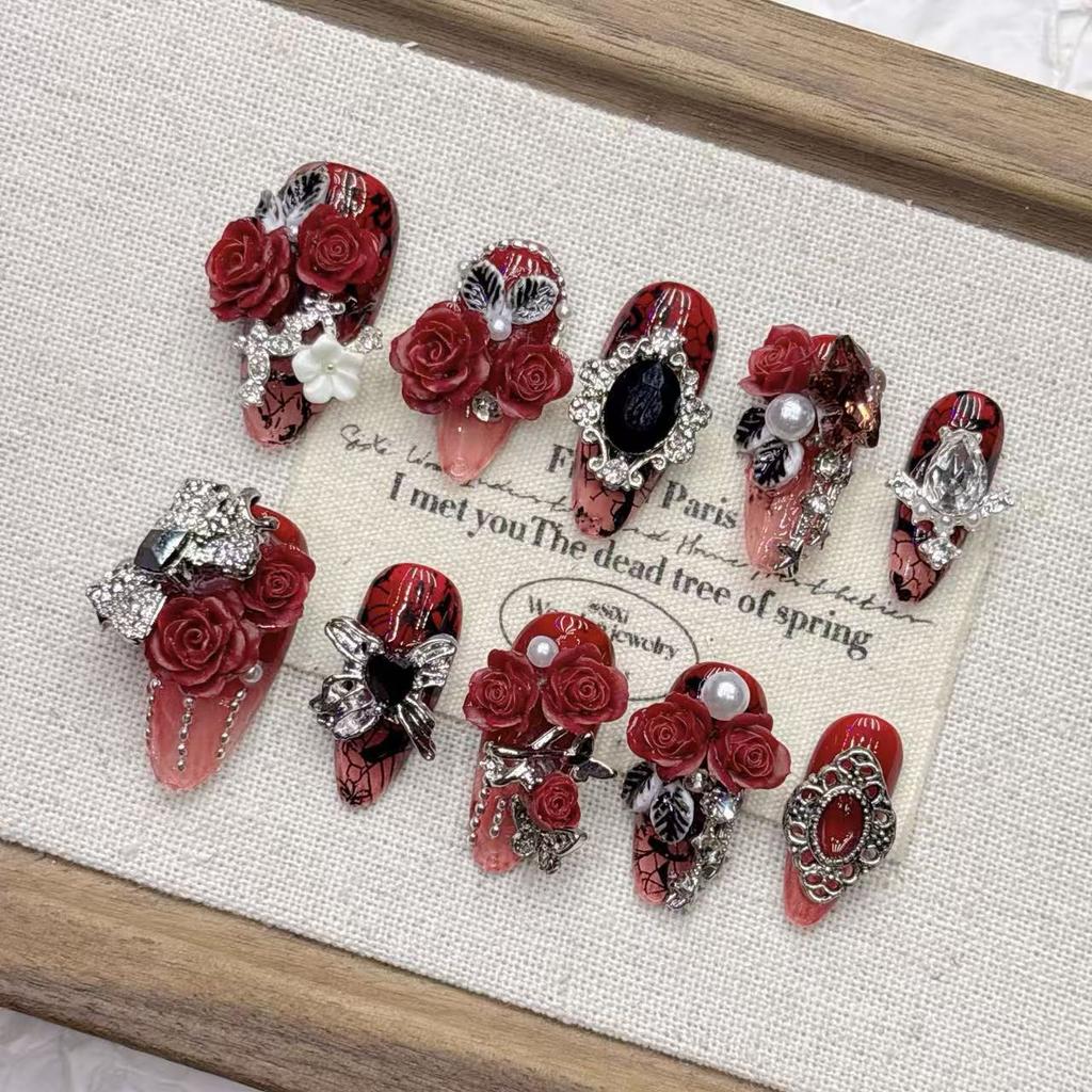 Квадратные накладные ногти миндалевидной формы, французский маникюр с 3D-дизайном, акриловые ногти с полным покрытием на клеевой основе, искусственные накладные ногти для женщин