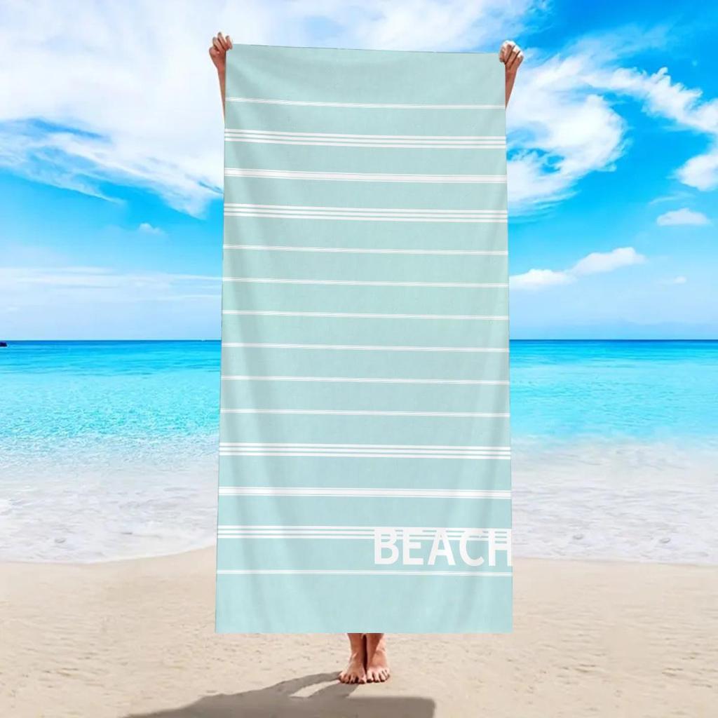 Ultra-Absorbent Striped Beach & Bath Towel - Thick, Soft, Microfiber