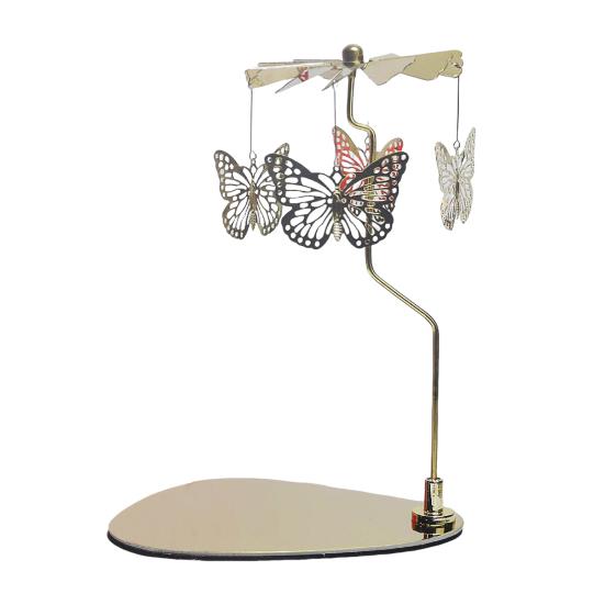 Spinning Candle Holder with Tray Stainless Steel Rotating Golden Carousel Tea Light Candle Stand Table Centerpiece Party Decoration