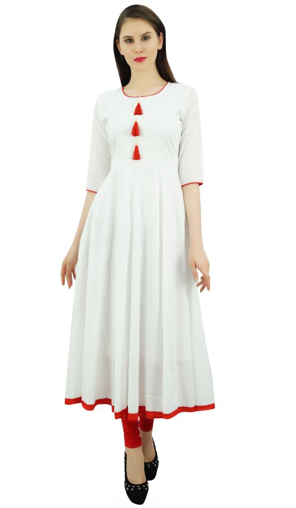 Bimba Женское дизайнерское этническое платье-курти Anarkali Kurta с кисточками