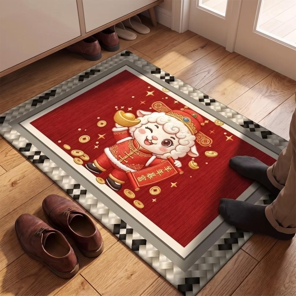 Cartoon Lamb Chinese Sheep Year Floor Mat Sheep Printed Welcome Door Mat Spring Festival