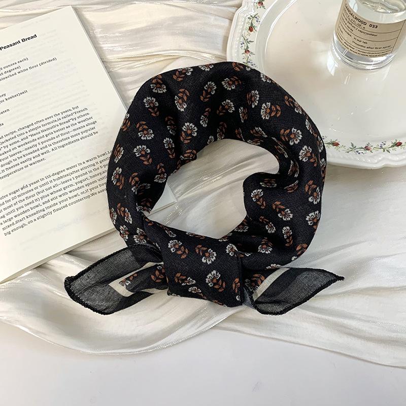 Floral Headscarf Summer Women Pastoral Summer Photo Sunscreen Headscarf Decorative Small Scarf Silk Scarf Neck Small Square Scarf