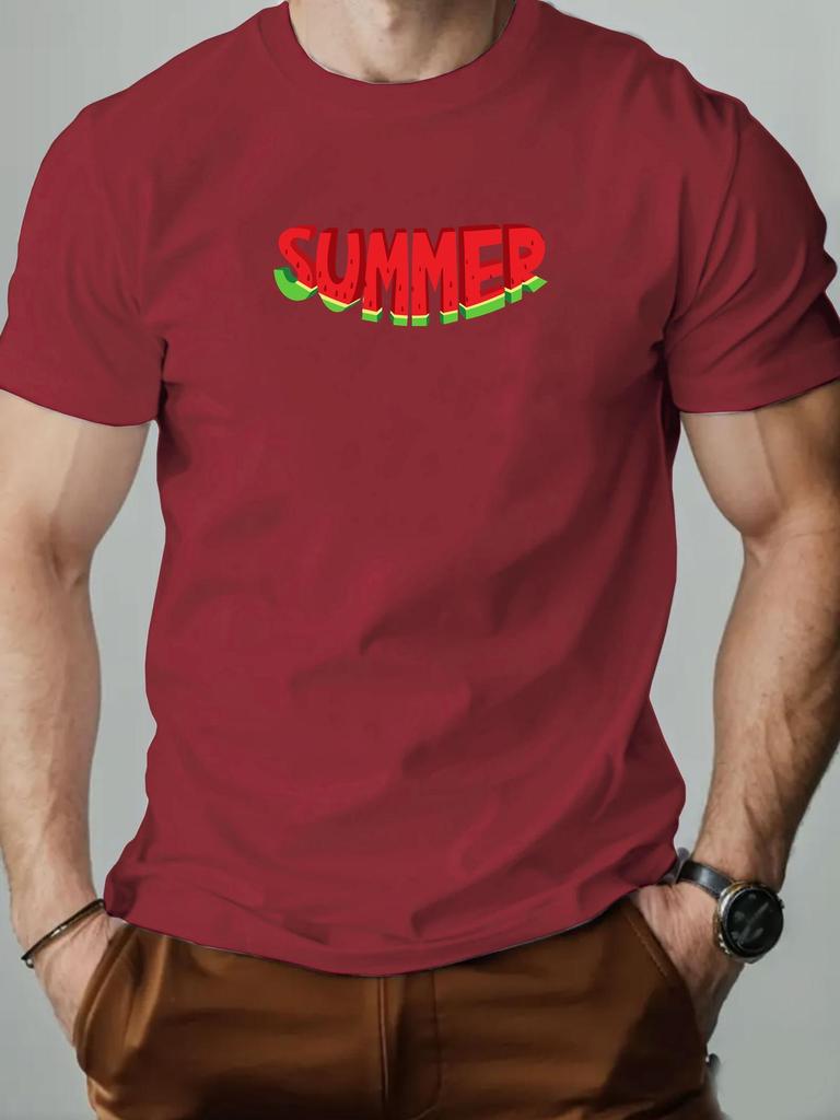 Mens cotton Tshirt watermelon character SUMMER summer round neck short sleeve graphic breathable fashion casual Tshirt