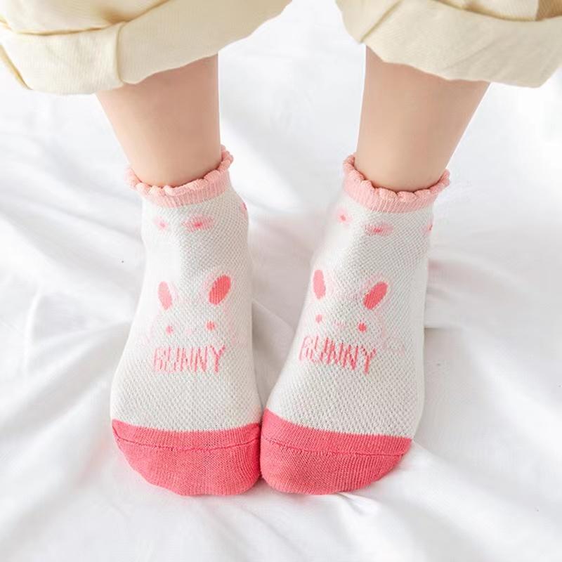 5 пар носков для девочек, летняя сетка, мягкие, дышащие, ультратонкие, не липкие, детские носки принцессы, милый и милый стиль