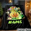 Custom Name Zombies Battle Throws Blanket Flannel Blankets for Couch Bed Gifts for Men Women Picnic blanket Christmas fan gifts