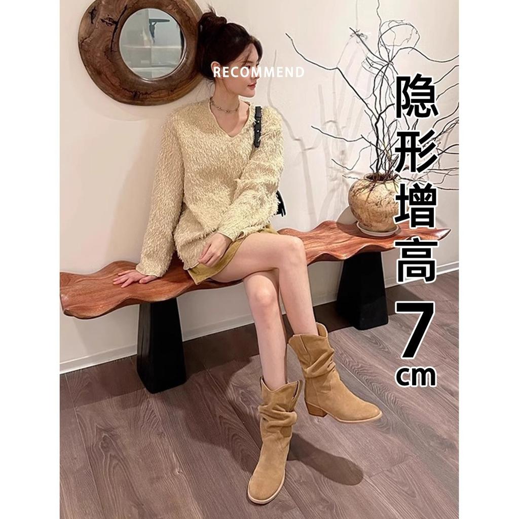 Синий шкаф, Ботинки Мартин Маленькие ботинки с внутренней высотой Женские 2025 Новые Осенние На высоком каблуке Ботинки средней высоты Короткие ботинки Ботинки на наборном каблуке