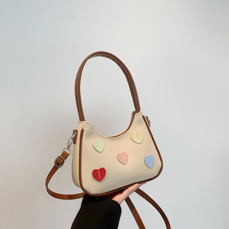 Модная маленькая свежая сумка подмышку 2025 осень новая высокая ценность персиковое сердце повседневная универсальная на плечо мессенджер