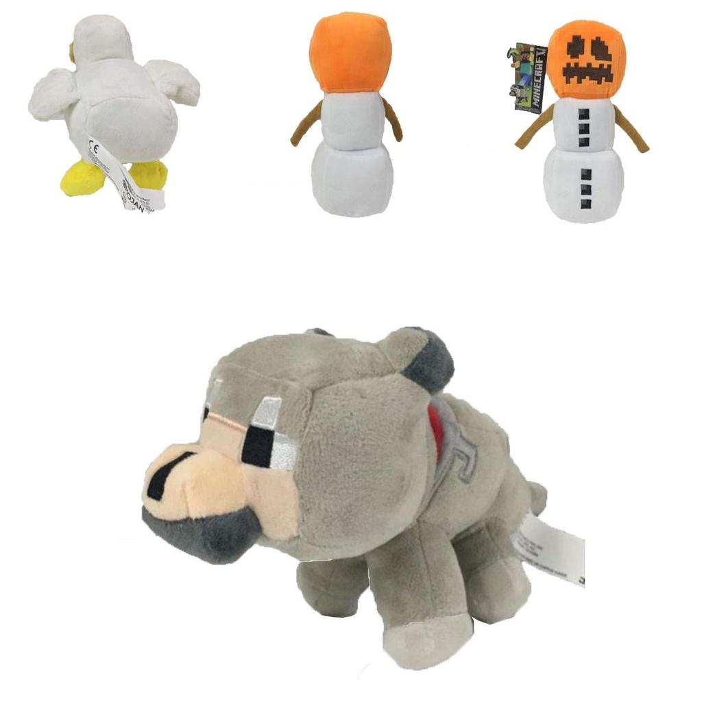 Cute 20cm Minecraft Plush Toy Collection Featuring Snow Golem Wolf Chickens For Kids