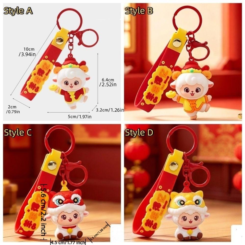 Lucky Chinese Zodiac Sheep Keychain Cute Bag Pendant 2027 Year Of The Sheep Goat Keychain  Gift