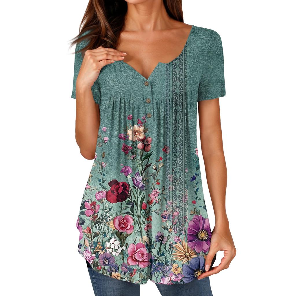 Женские туники, топы, нарядные, повседневные, летние, рубашки с коротким рукавом, свободный крой, плиссированный топ в стиле бохо
