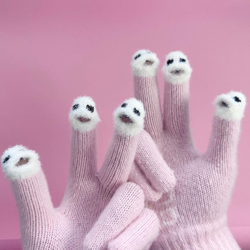 1 пара Акриловые перчатки против скатывания Минималистичные Зимние для письма Подарок Теплые Студенческие Перчатки с сенсорным экраном Модные Милые