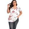 Plus Size Women's Spring and Summer V-neck Printed Short-sleeved T-shirt