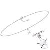 [Q8227] - Silver Ankle Chain 'Star' Silver (rhodium-plated) - 25 Cm 7x7 Mm