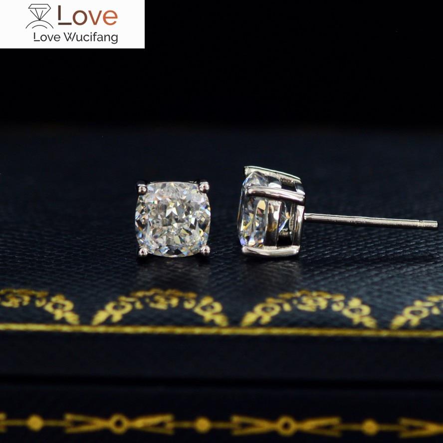 Wong Rain Classic 100% 925 Silver Created Moissanite Gemstone Wedding Помолвка Серьги-гвоздики Ювелирные изделия Оптовая продажа