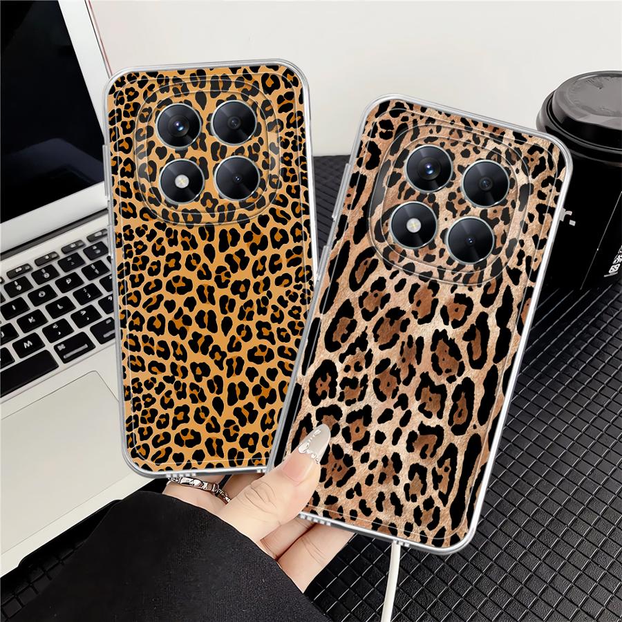 Коричневый чехол с принтом леопарда для Xiaomi Redmi Note 14 Pro Plus Note 13 9 10 11S 14C 13C 10S A4 12S 11 12 Мягкая крышка для телефона