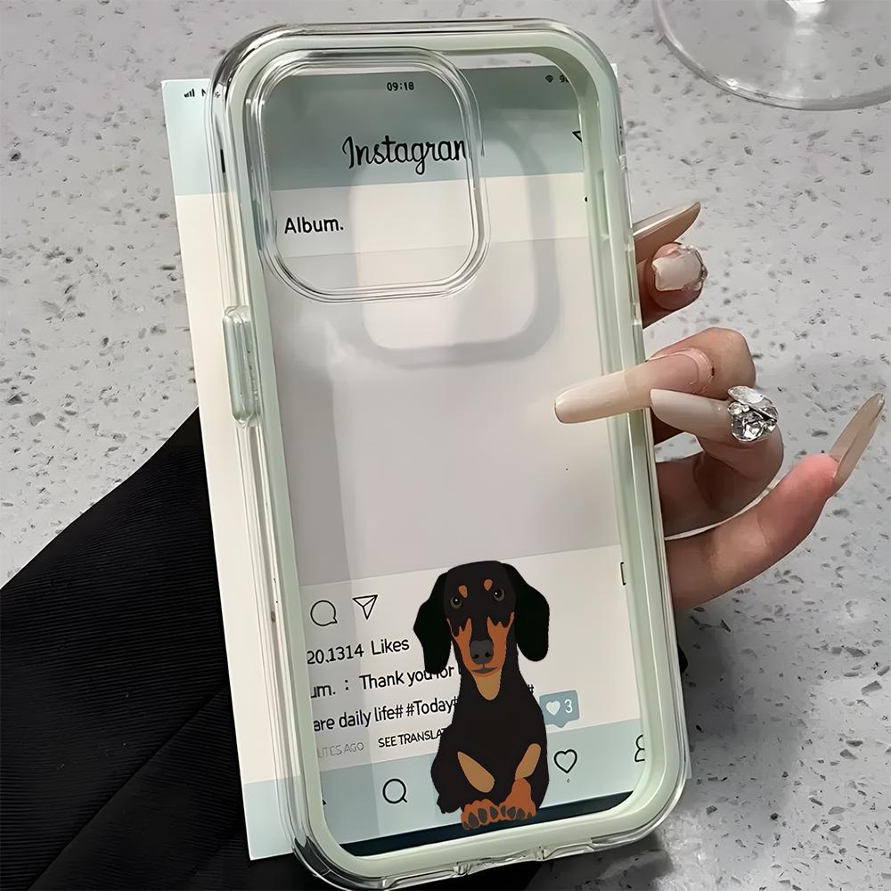 Прозрачный чехол для телефона с рисунком таксы Для iPhone 17 16 15 14 13 12 11 Pro Max Air Plus 2 в 1 Силиконовый мягкий чехол конфетного цвета