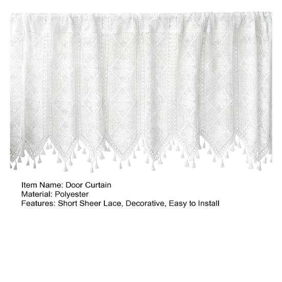 Французское кружевное занавеска винтажная короткая прозрачная занавеска для шкафа фермерский дом деревенский бохо маленькое окно кулиска светофильтрующая вязаная крючком занавеска