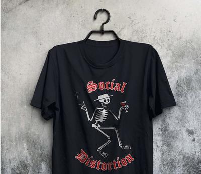 Футболка унисекс с логотипом Social Distortion Skelly, черная, размеры S-5XL