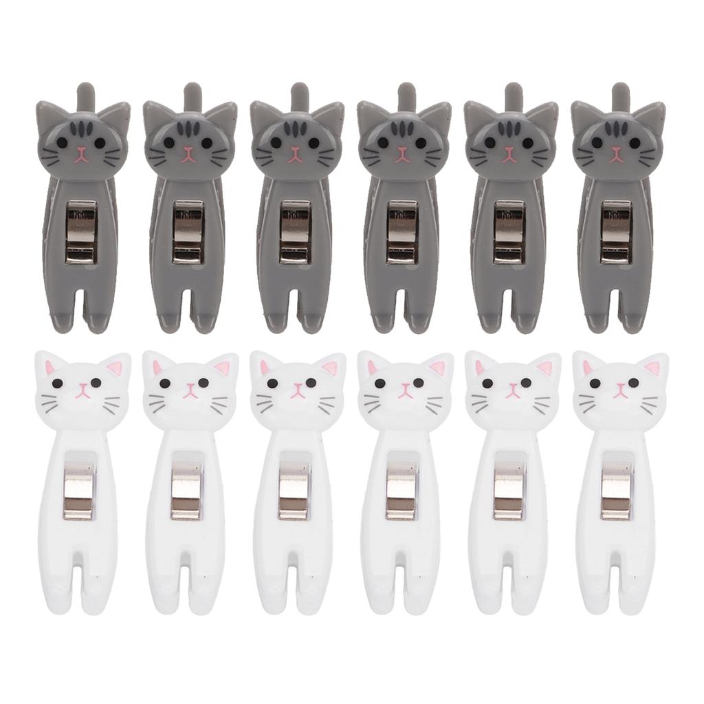 6 шт. зажимов для кошачьих закусок, противоскользящие полоски, ручка, металлическая пружина, прочный захват, зажим для еды, сумки, закуски, для одежды