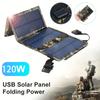 120W Portable Folding Solar Charger with USB Port - Ideal for Outdoor Travel Hiking and Camping; Can Charge Mobile Phones, 4