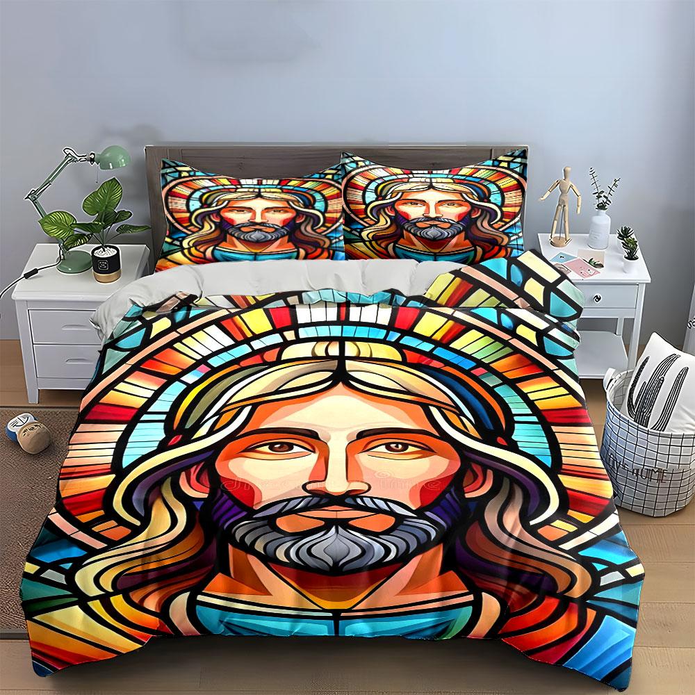 Colorful stained glass design. Bedding sets Duvet cover sets Duvet covers Pillowcases(1 * Duvet Cover 2 * Pillowcases without duvet insert)