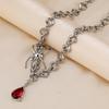 Titanium Steel Spider Ruby Pendant Necklace Female Tide Simple Tide Stacked Collarbone Chain Niche Design Accessories