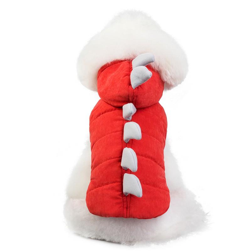 Pet Cotton Warm Coat Dogs Cats Winter Outfit Dinosaur Style Casual Hooded Sweater Small Medium Large Breeds