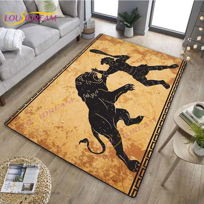 3D Египетский ковер «Древний всадник», греческий ковер, ковер Древнего Египта для гостиной, спальни, кухни, греческий домашний декор, нескользящий напольный коврик