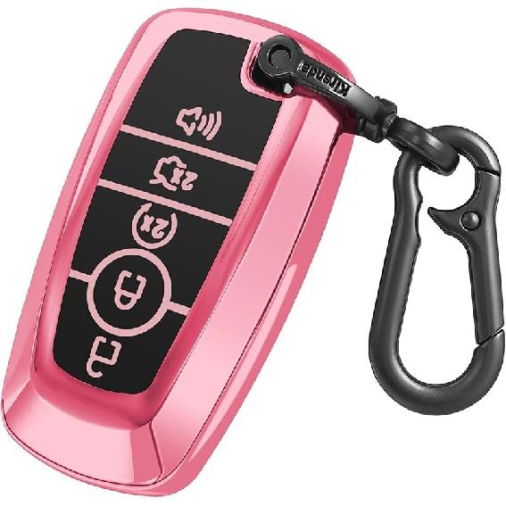 For Ford Key Fob Cover Case,with Keychain Fit Expedition for Mustang Fusion Raptor F250 F350 F450 F550 Edge Explorer Smart Remote Vehicle