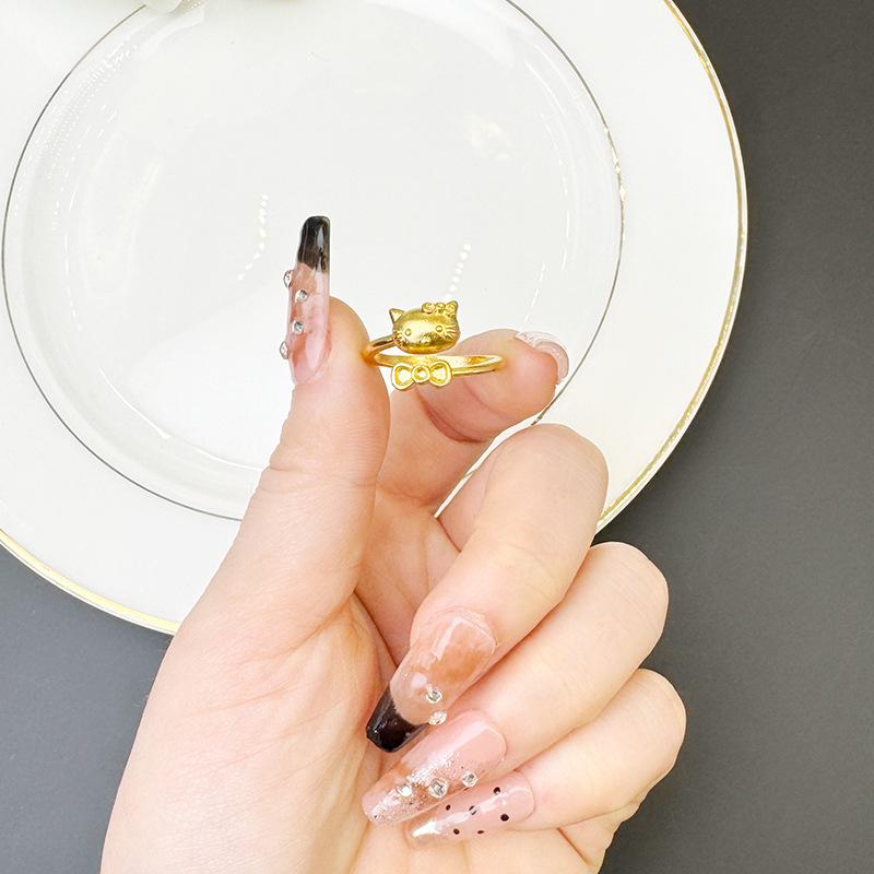 Ring Cute Cartoon KT Cat Open Ring for Women Versatile and High-end