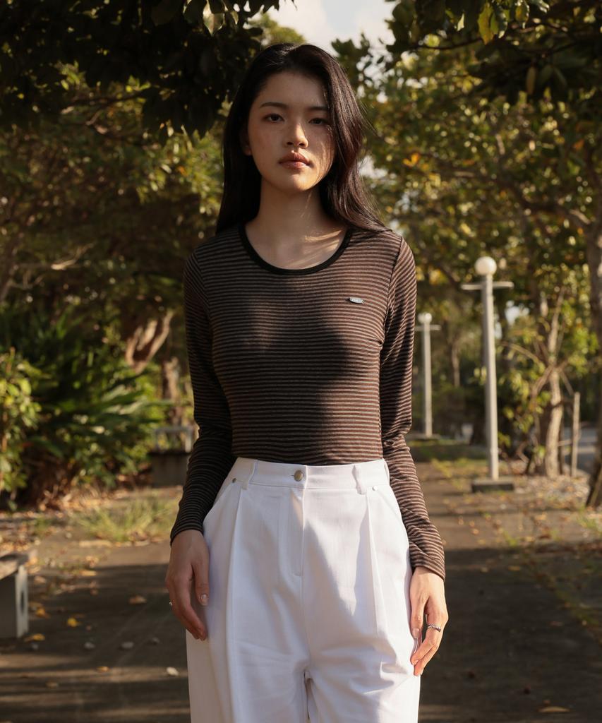 DEHEVE Soft Stripe Long Sleeve [Brown]