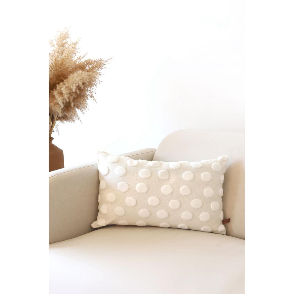 Bohemian Special Design Punch Pattern Decorative Rectangular Throw Pillow Case Point Ecru