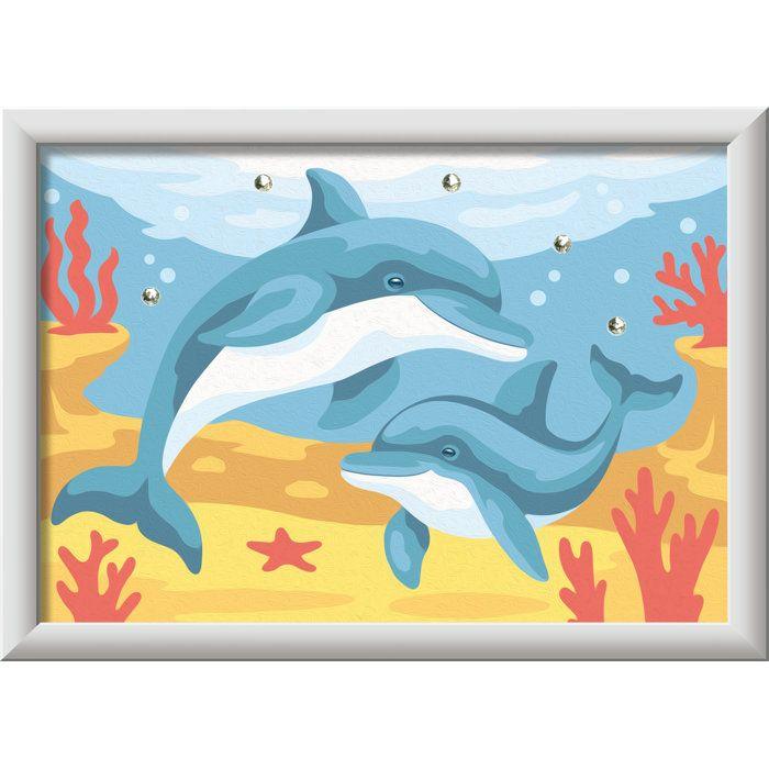 Ravensburger – CreArt Kids 13x18cm – Numéro d'Art – Dauphins et coraux – Kit de peinture par numéros – Dès 7 ans – 12023220