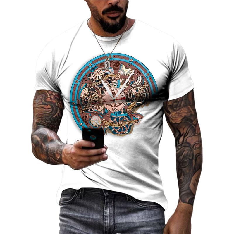 Горячая Персонализация Механические Часы Графические Футболки Мужская Мода Повседневная 3D Печатный Круглый Вырез Футболки Хип-Хоп Уличный Стиль Летние Топы