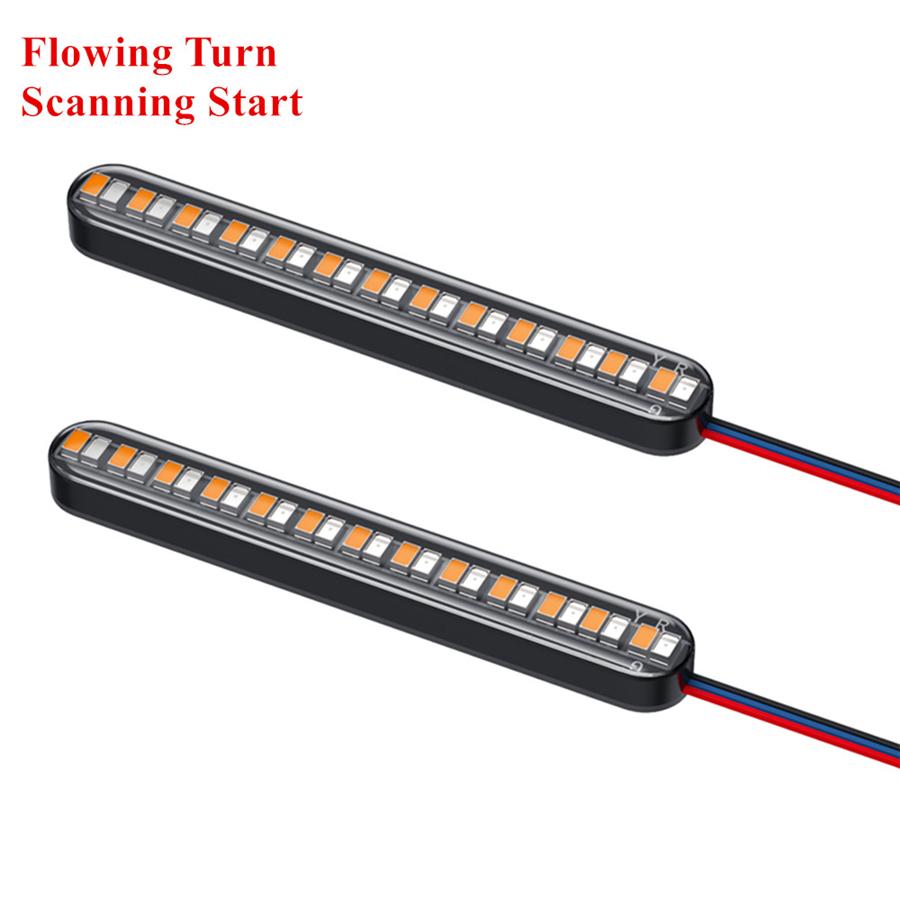 2Pcs Motorcycle LED License Plate Strip Flowing Turn Signal Tail Brake Light 12V