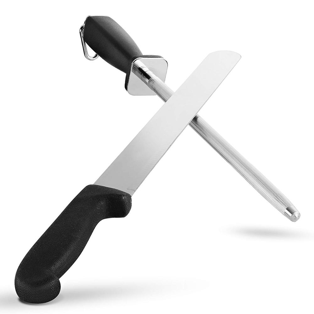 LMETJMA Премиум 12-дюймовый стержень для заточки ножей Chef Diamond Sharpening Honing Rod Stick для всех кухонных ножей KC0311
