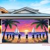 2D plane beach background fabric under the pink sky party decoration banner room decoration polyester fiber