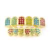 Hip Hop Iced Out Colorful Gold Plated Teeth Grillz, Color CZ Diamond Grills for Men & Women