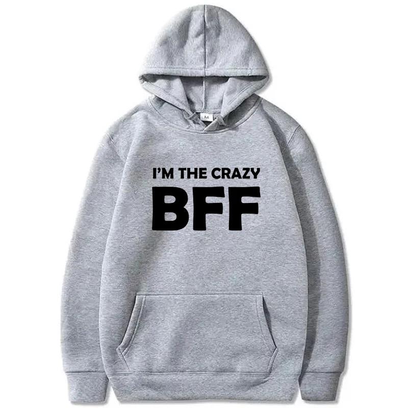Худи с принтом BFF Осень Зима Женское Мужское Повседневное Свободное Простое Модное Удобное С круглым вырезом С длинным рукавом Флисовые Толстовки
