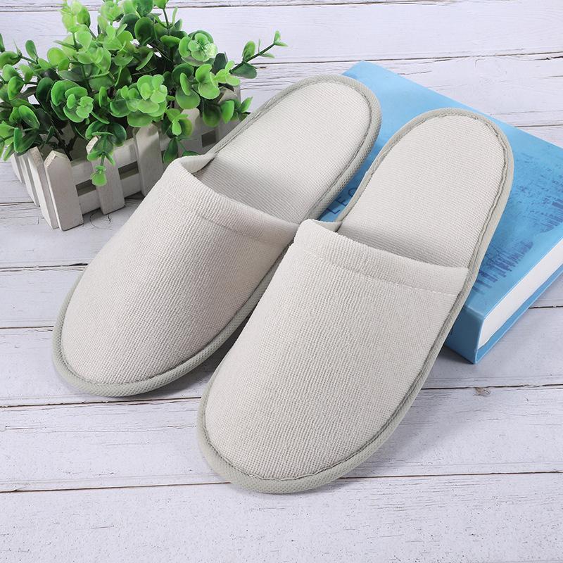 1Pair Hotel Travel Slippers Cotton Linen Disposable Slippers Sanitary Home Guest Use Men Women Closed Toe Shoes Salon Homestay