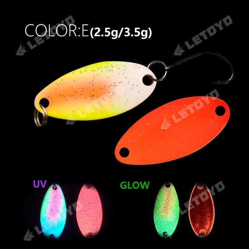 LETOYO UV Glow Sequin Lure: 2.5g & 3.5g Spoon Copper Bait for Long Cast Trout & Mackerel Fishing.