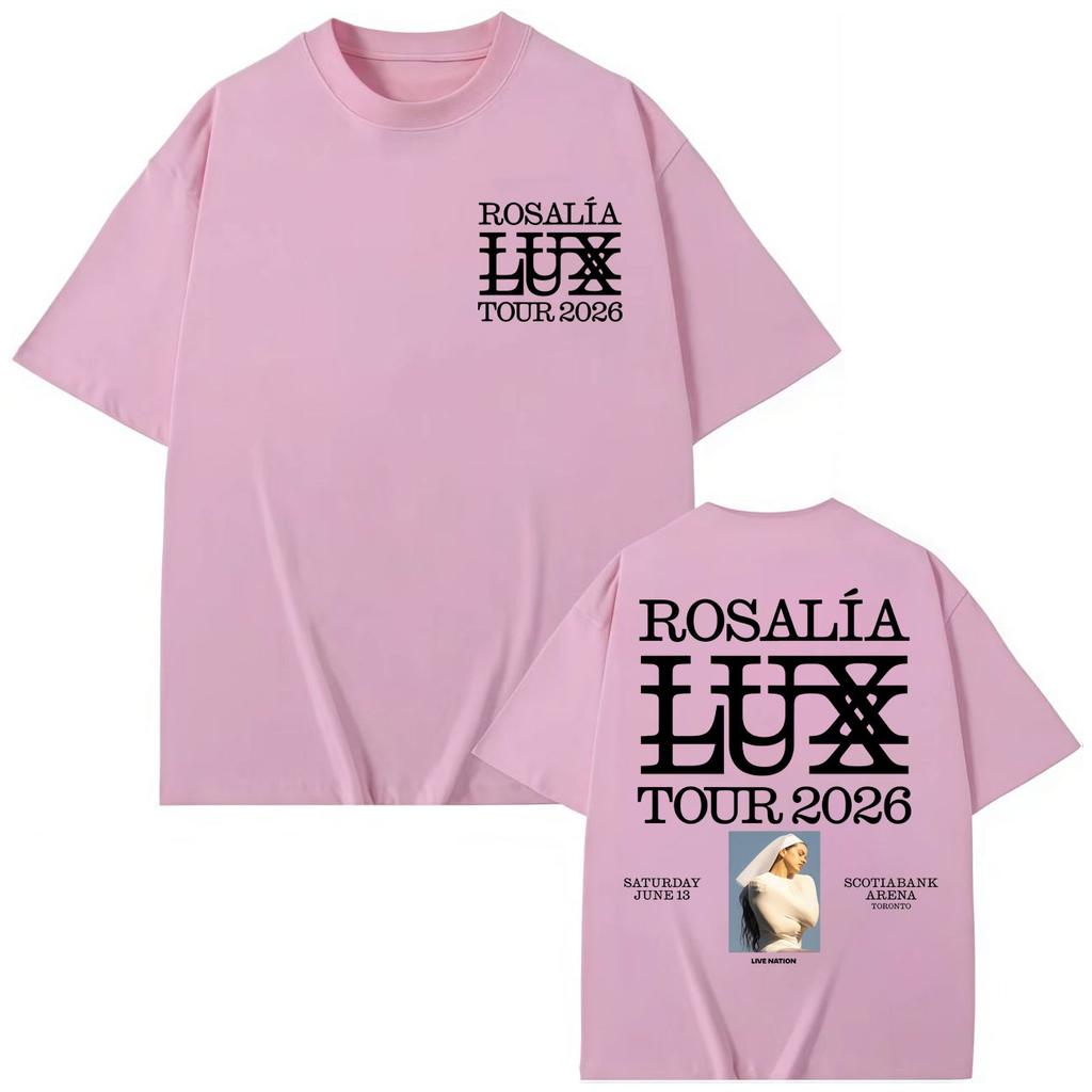 Певица Розалия Футболки с принтом LUX Tour Мужская Женская Одежда Высококачественные Модные Футболки Летняя Свободная Футболка с Коротким Рукавом
